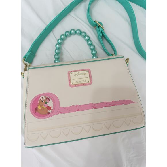 Loungefly Disney Cinderella Gus Gus & Jaq Bead Handle Crossbody Whimsical Purse - Picture 6 of 9